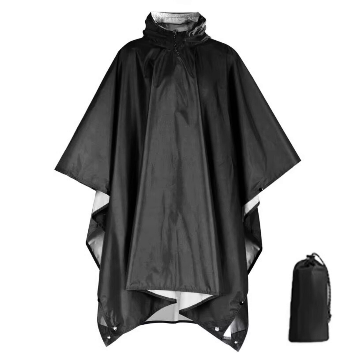 Allwetter 3-in-1 Poncho Schwarz mit Packtasche