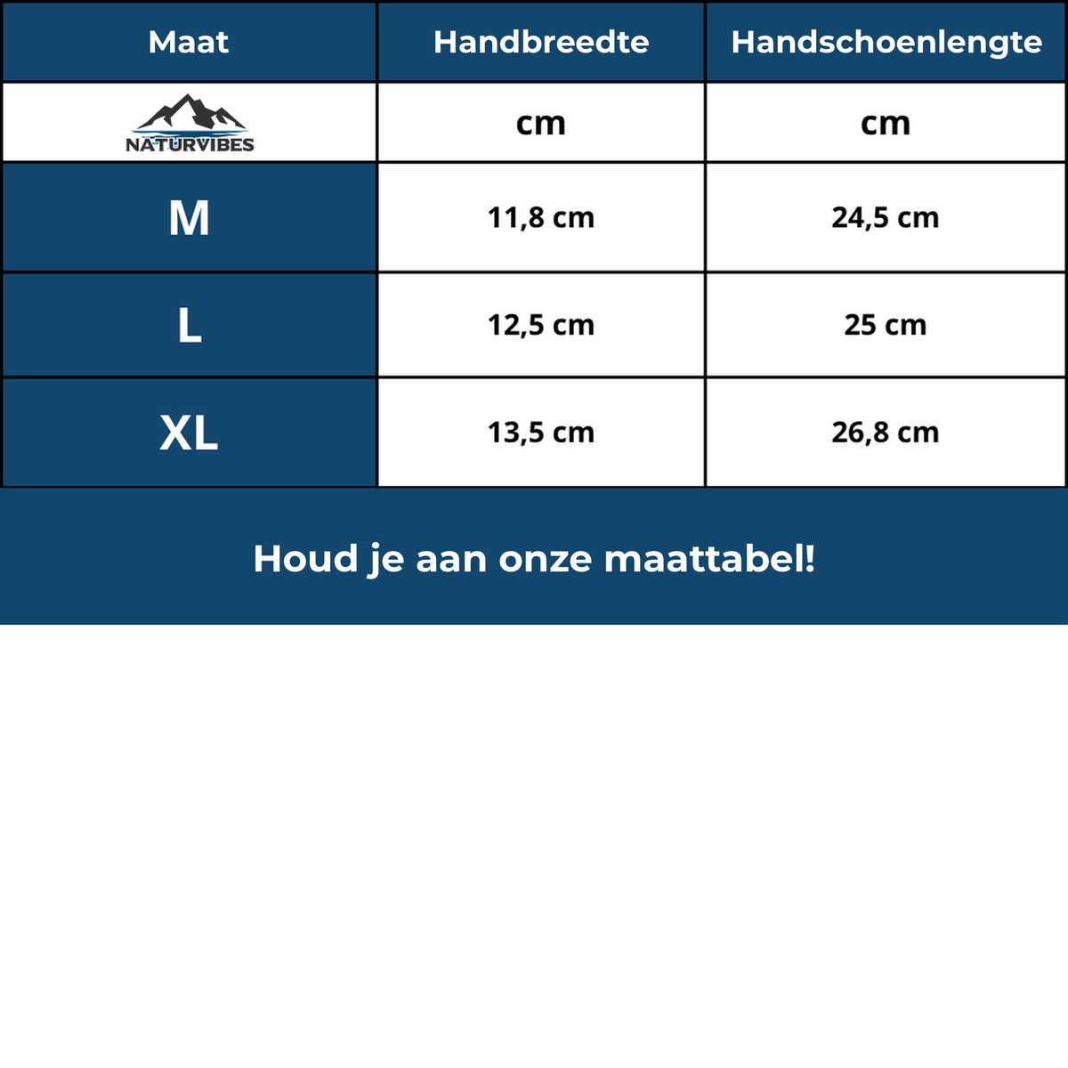 ThermoSmart Handschoenen – Maattabel