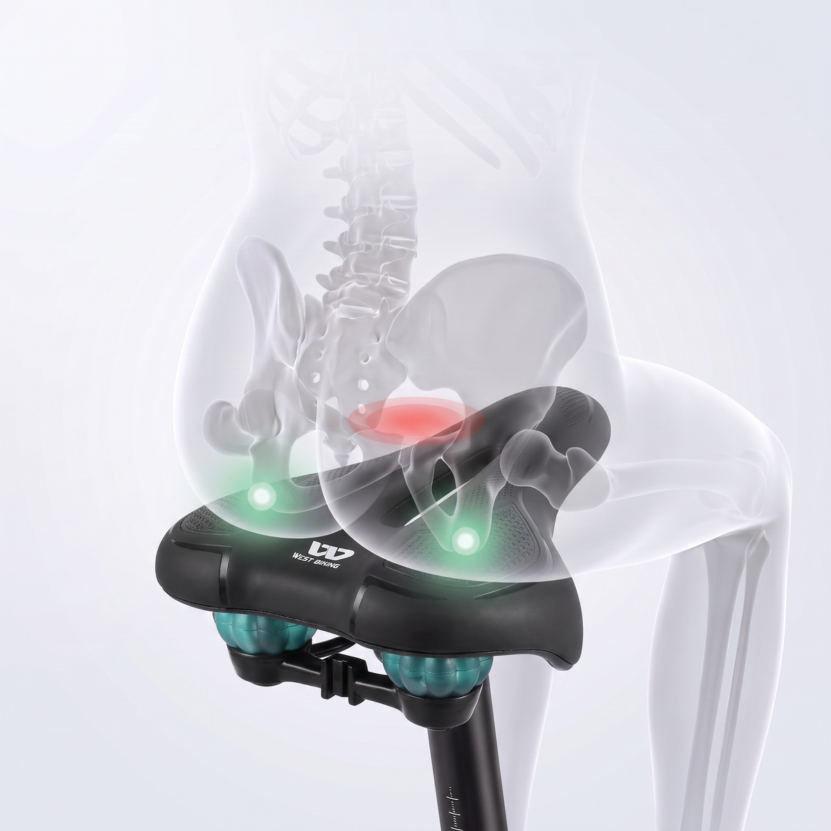 Women's Comfy bike saddle with anatomical pressure-relief illustration